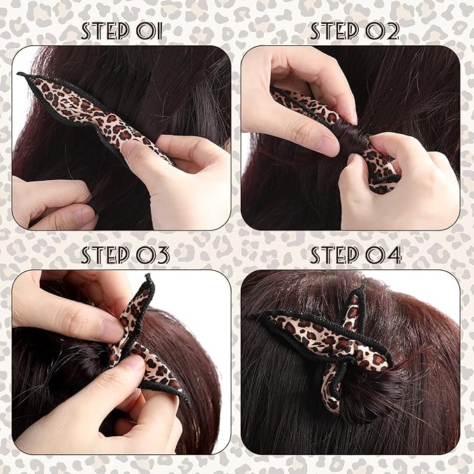 Syhood 48 Pcs Sponge Hair Rollers Soft Hair Curlers to Sleep in, Foam Heatless Overnight Pillow Curlers for Women Tousle Hair Styling Tools(Cloth Cover,Leopard)