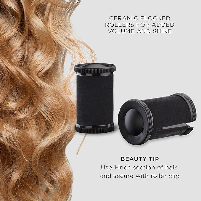 Conair Hot Rollers for Long,Medium & Short Hair,12 Jumbo 1 ½" Heated Hair Rollers with Clips,Hot Curlers for Women,Volume & Curls,Amazon Exclusive,Black,(Pack of 4)