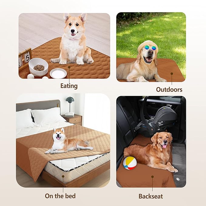 gogobunny 100% Double-Sided Waterproof Dog Bed Cover Pet Blanket Sofa Couch Furniture Protector for Puppy Large Dog Cat, Reversible (82x120 Inch (Pack of 1), Dark Pumpkin/Light Pumpkin)