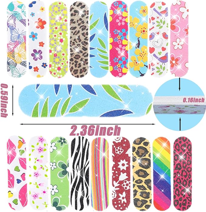 50-Pack 180 Grit Double Sided Disposable Nail Files & Emery Boards for Natural Nails - Bulk Mini/Small Grit Nail File Set for Home Salon, Manicure/Pedicure