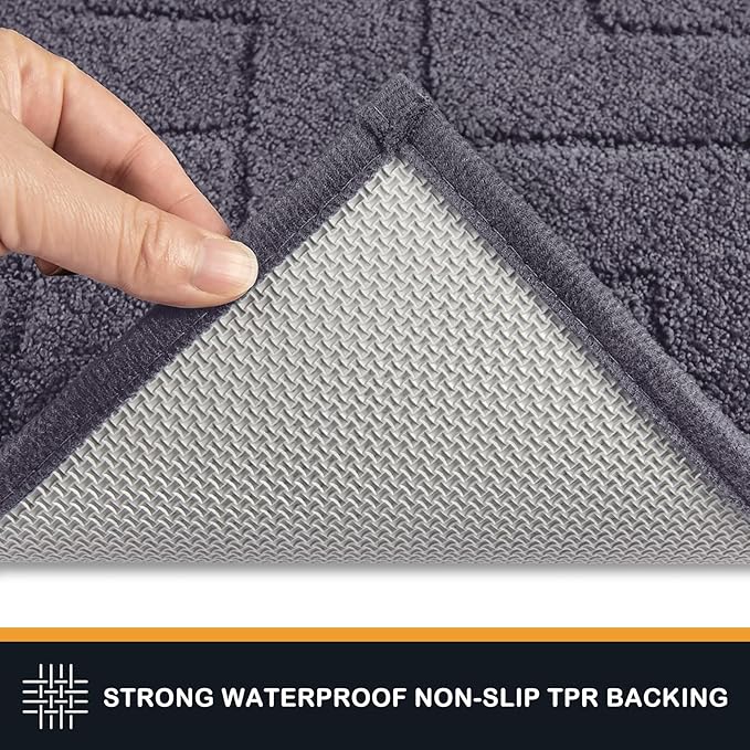 PURRUGS Dirt Trapping Door Mat 32" x 70", Non-Slip Machine Washable Entry Rug, Dog Doormat, Indoor Front Door Mat, Super Absorbent Entryway Rug for Muddy Shoes & Paws, Grey