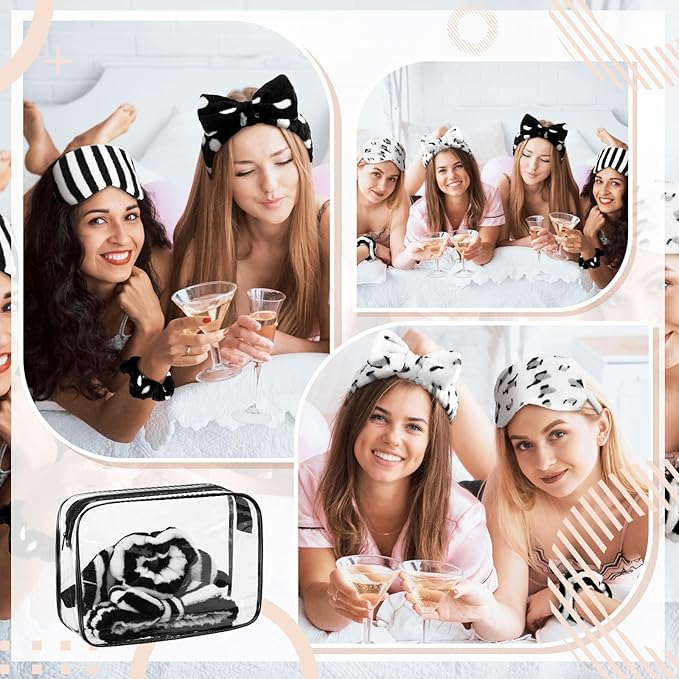 Kajaia 48 Pcs Sleepover Party Supplies for Girls Spa Part Favor Slumber Party Supplies for Women Headband Eye Mask Hair Scrunchies Toiletry Bag
