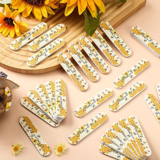 50 Pcs Sweet as Can Bee Baby Shower Party Favors Bee Mini Nail Files Spring Baby Sower Decorations Honeybee Emery Board Gender Reveal Party Souvenir Gift Bag Stuffers for Guest Winners Prizes