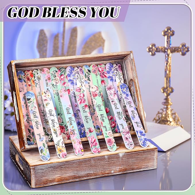 50 Pack Christian Gifts for Women Scripture Mini Nail Files Christian Party Favors Bible Verse Emery Boards Religious Small Gifts Party Favors for Employee Staff Coworkers Office Supplies
