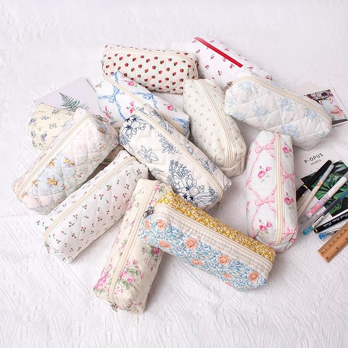 Pencil Case Pen Case Office College School Storage Bag Pouch Holder Box Organizer Makeup Pouch Cosmetic Bag Aesthetic Cute Pencil Case for Girls Boys Kids (W)
