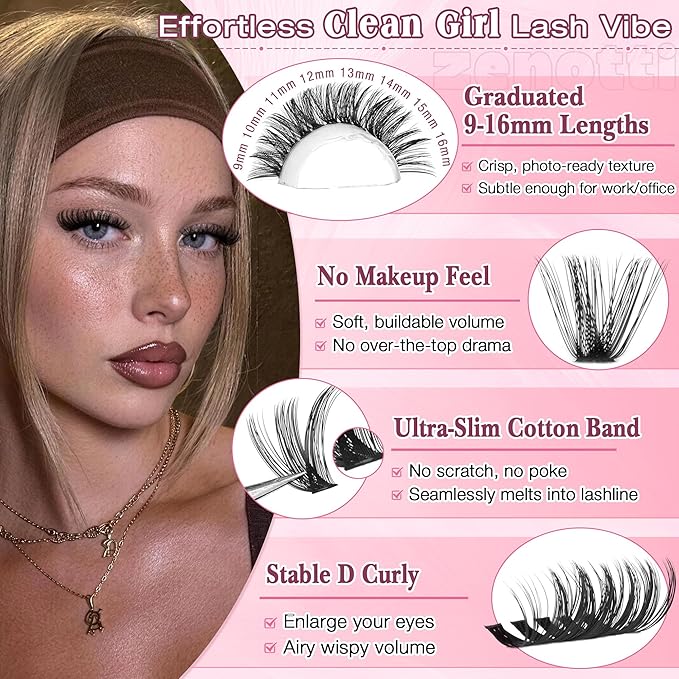 Lash Clusters 640PCS Natural Eyelash Clusters 30D 40D 50D 60D Wispy Cluster Eyelash Extensions 4 Styles Pestañas Postizas Naturales 9-16mm DIY Individual Lashes Extensions Soft Lash Band by zenotti