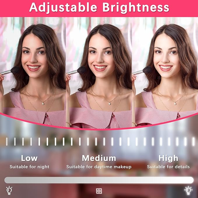 ROLOVE 22x17 Inch Lighted Vanity Mirror with Dimmable LED Lights - 3 Color Modes, Smart Touch Control & 360° Rotating Base - Desk Makeup Mirror (Black)