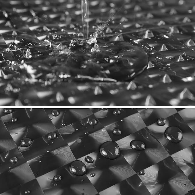 Barossa Design Black Stall Size Shower Curtain Liner 36" W x 72" H - Waterproof PEVA Plastic Shower Liner for Small Bathroom Stall, Lightweight, 3 Magnets & Metal Grommets - Dimensional Black, 36x72