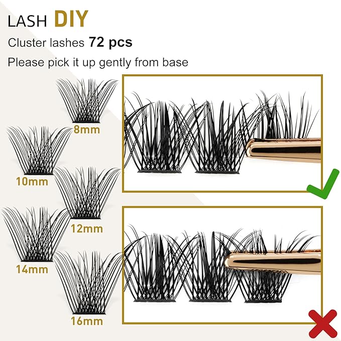 Lash Clusters B02 C Curl 10mm B&Qaugen Eyelash Clusters Volume Individual Lashes Extensions Lashes Cluster DIY at Home Eyelash Extension (NM-C-10 new)