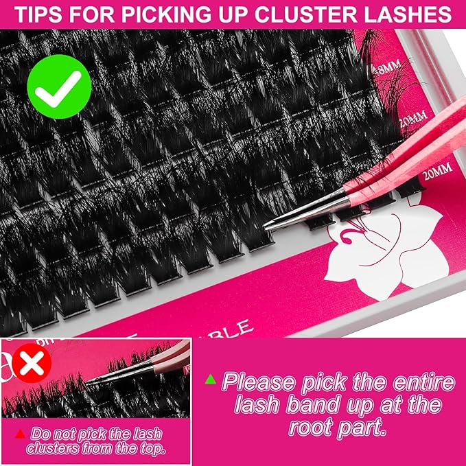 Fowendia Lash Clusters Kit Fluffy 80D Individual Lashes D Curl Cluster Eyelash Extensions 10-18mm DIY Lash Extension Kit Lash Bond and Seal Waterproof, Lash Applicator, Thick False Eyelashes Kit