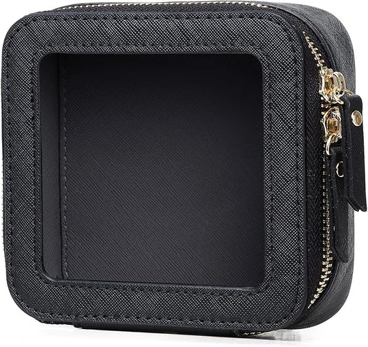 Small Clear Makeup Bag for Women Mini Cosmetic Bag Travel Toiletry Bag Purse Organizer with Zipper Car Essentials (Black, Mini)