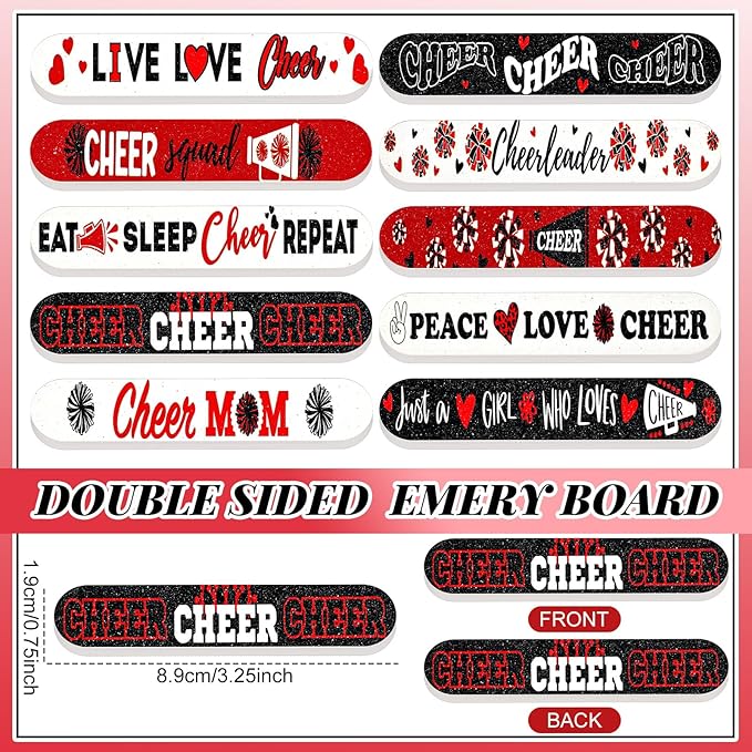 50 Pack Cheerleader Gifts Bulk for Team Cheer Mini Nail Files for Women Cheerleader Emery Boards Funny Cheer Party Favors Small Spa Gifts for Women Teammates Salon Manicure Tools