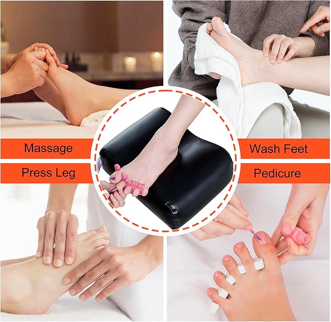 Pedicure Stand Stool Footrest Stand Adjustable Height Technician SPA Beauty Stand Stool with Non-Slip SPA Salon Home Equipment Black