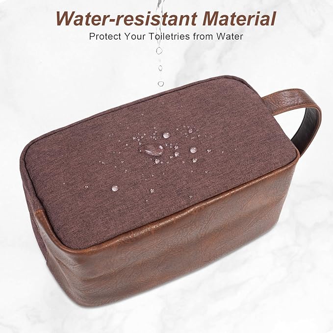 Ezday Travel Toiletry Bag for Men and Women, Hanging Toiletry Organizer, Water Resistant Shaving Kit with Large Capacity for Travel Accessories (Coffee, Medium)