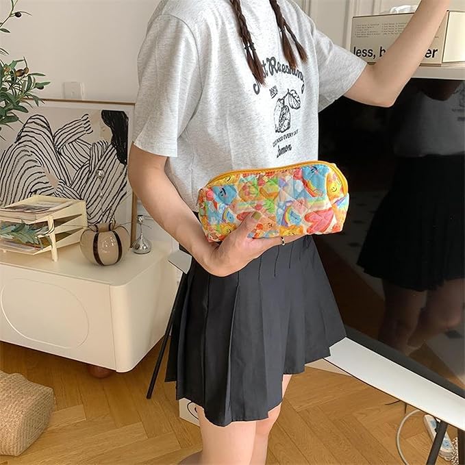 Pencil Case Pen Case Office College School Storage Bag Pouch Holder Box Organizer Makeup Pouch Cosmetic Bag Aesthetic Cute Pencil Case for Girls Boys Kids (J)