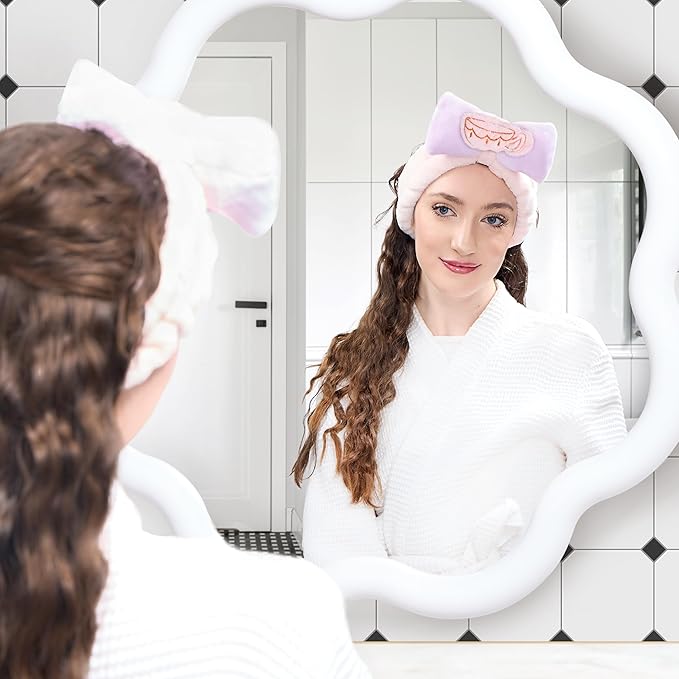 Disney Spa Headband, Soft, Plush, Adjustable, and Fun Hair Accessory for Skincare and Makeup Routines, Alice - Pink by Belle Maison