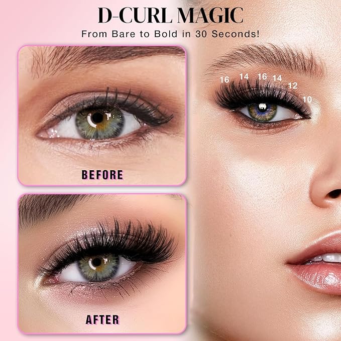 Lash Clusters Kit, DIY Cluster Eyelash Extensions 9‑16mm, 30D+40D+50D, 240pcs Fluffy D Curl Natural Lashes with Lash Bond and Seal,Tweezers, Remover, Brush–Waterproof Fake Wispy Individual Clusters
