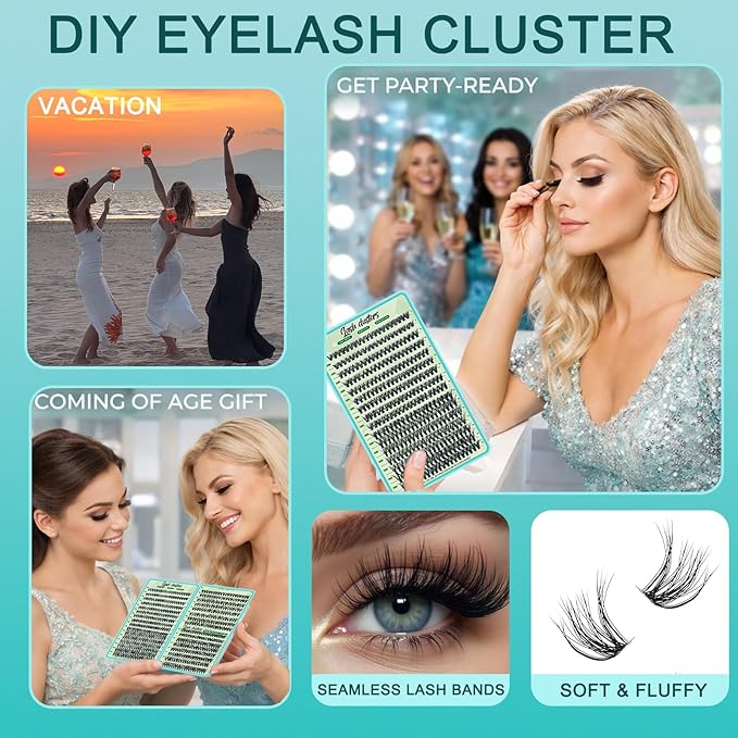 Wispy Lash Clusters Kit 640pcs Eyelash Cluster Extensions Curl Individual False Eyelashes Natural Fluffy Mink Lash Extension Kit (Lash Clusters-30D+40D+50D+60D KIT, Lash Clusters)