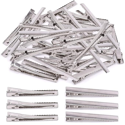 200Pcs 2.55 inch / 6.5 cm Alligator Hair Clips Bulk Silver Single Prong Hair Clips For Bows Making Hair Pins For Sectioning Hair Styling And Sectioning Hairdressing DIY Crafts