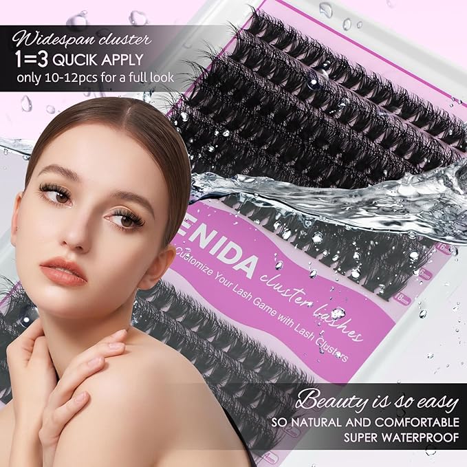 SOFENIDA Lash Extension Kit Thick Lash Cluster Kit 10-18mm Volume Eyelash Clusters D Curvature Cluster Eyelash Extensions Kit 3D Wispy Lash Clusters DIY Lash Extension Kit(60D 80D-10-18MIX Thick Kit)