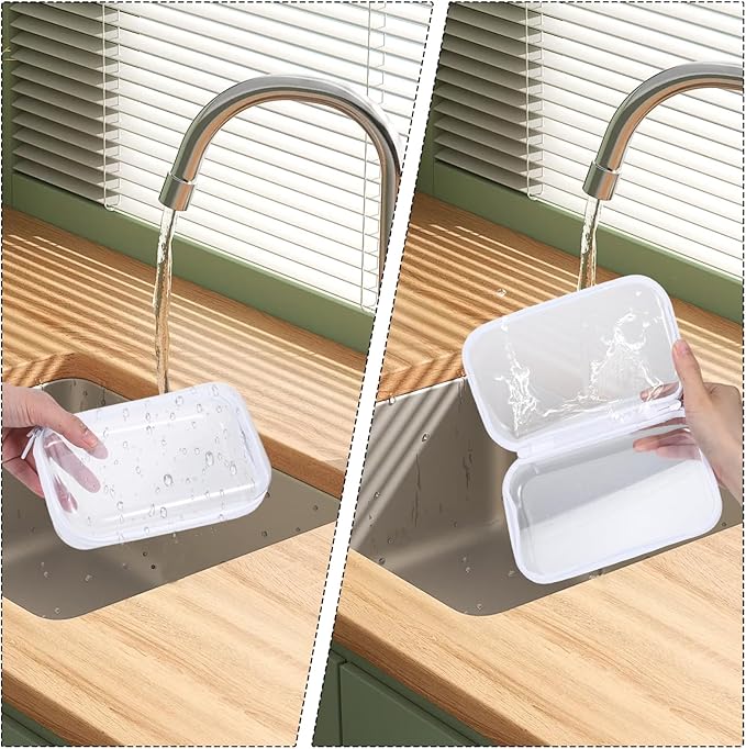 2 Pcs Clear Hard Shell Zipper Case, Clear Zipper Pouches Hard Shell, Portable Waterproof Plastic Transparent Storage Box Set with Double Zips for Cosmetic Stationery Snack Toy Storage Organizer Bins