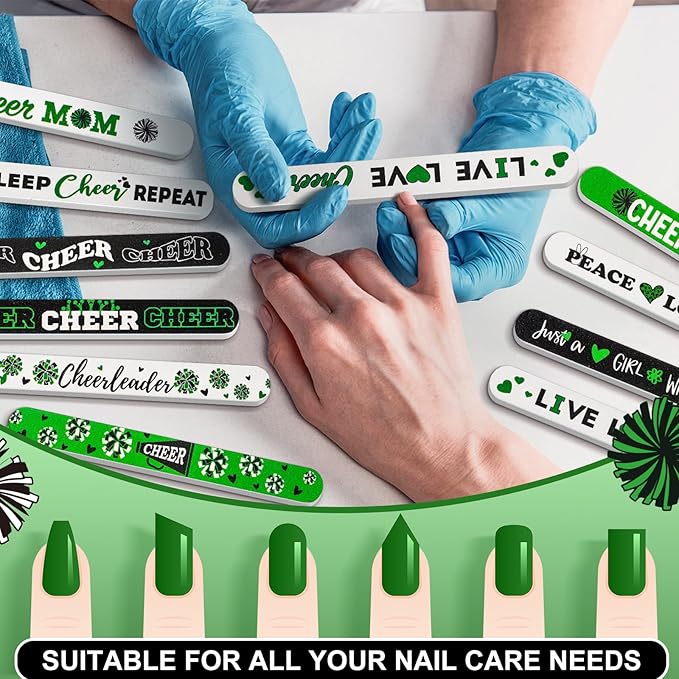 50 Pack Cheerleader Gifts Bulk for Team Cheer Mini Nail Files for Women Cheerleader Emery Boards Funny Cheer Party Favors Small Spa Gifts for Women Teammates Salon Manicure Tools