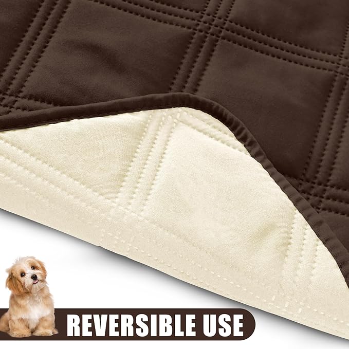 Smiry Waterproof Dog Bed Cover Blanket 52x82, Soft Reversible Pet Blanket, Washable Leakproof Cats Dogs Couch Cover for Sofa, Couch, Furniture, Chocolate/Beige