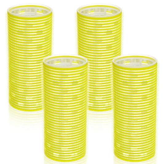 WILLBOND 4 Pcs Long Hair Rollers for Bangs Aluminum Core Curlers Thermal Self Grip Roller for Long and Medium Hair Women Hairstyle(4.7 x 2 Inch,Yellow)