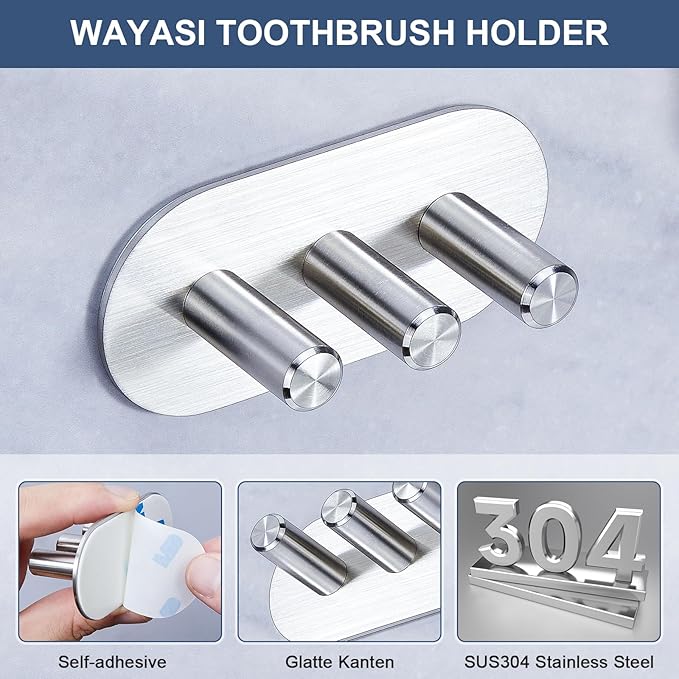 Electric Toothbrush Head Holder for Bathroom Shower, Toothbrush Holders Wall Mounted, Tooth Brushing Holder, Self Adhesive Toothbrush Storage Organizer Toothbrush & Razor Holder (Small)