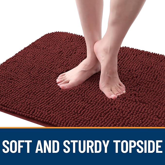OLANLY Dog Door Mat for Muddy Paws 59x24, Absorbs Moisture and Dirt, Absorbent Non-Slip Washable Doormat, Quick Dry Chenille Mud Mat, Entry Indoor Entryway Carpet for Inside Floor, Caramel Russet