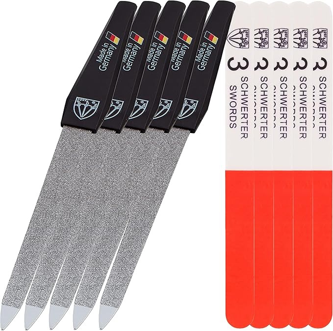 3 Swords Germany - Sapphire Metal Nail File Set 5 Pieces with 5 Pieces 3-Way Nail Buffer – Nail Care Made in SOLINGEN/Germany