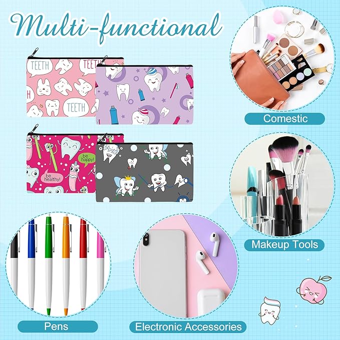 Reginary 20 Pieces Cosmetic Bag for Women, Roomy Makeup Bags with Zipper Toiletry Bag Pouch Travel Accessory Organizer Gifts, 7 x 4.3 Inches(Teeth)