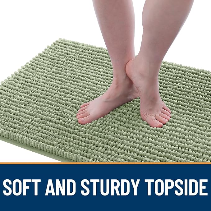 OLANLY Dog Door Mat for Muddy Paws 44x24, Ultra Absorbent Chenille Mud Doormat, Non-Slip Washable and Dirt Trapping Doormat for Indoor Entryway, Quick-Dry Indoor Pet Bed Mats for Dogs, Sage Green