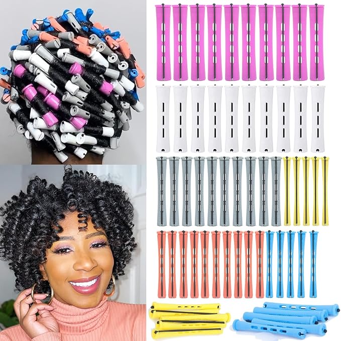 60 Pcs Hair Perm Rods Set 6 Sizes Perm Rods For Long Short Hair,Plastic Cold Wave Rollers For Hairdressing Hair Styling Tools