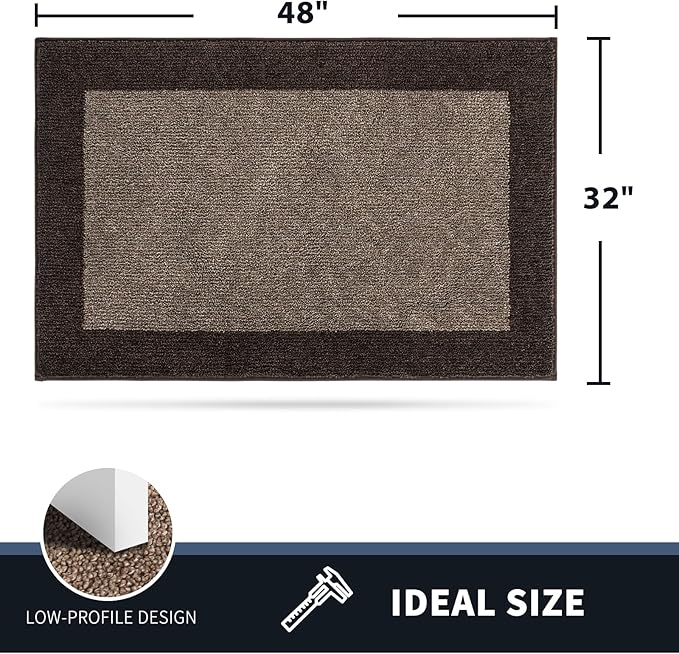 PURRUGS Dirt Trapping Door Mat 32" x 48", Non-Slip Washable Entry Mat, Dog Doormat, Front Door Mat, Super Absorbent Entrance Mat for Muddy Shoes & Paws, Grayish Brown & Coffee