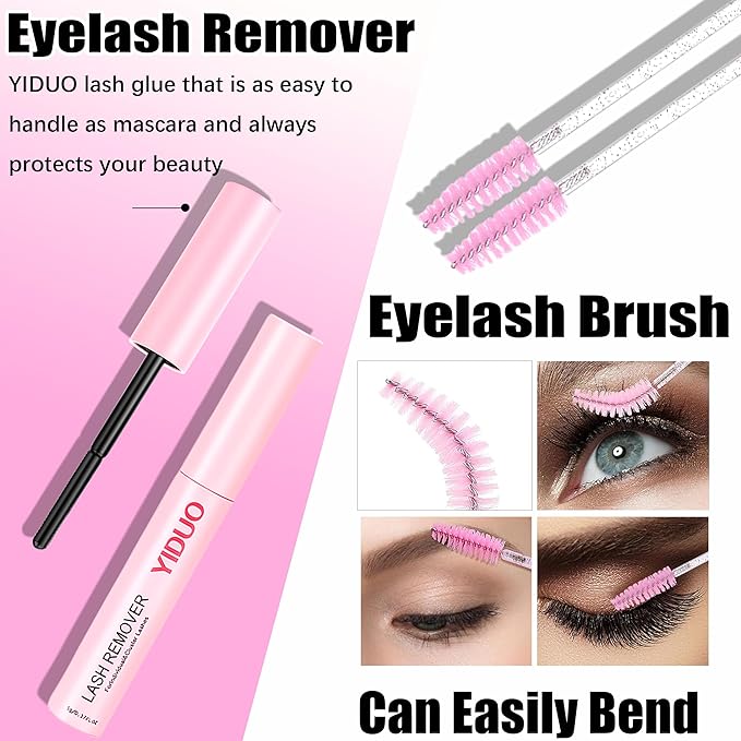 YIDUO 4 Styles Lash Clusters Kit 40D/60D/80D/100D+Spikes+Bottom Eyelash Clusters Extensions with 2X Bond and Seal, 1000Pcs 3D Volume Lashes Clusters 8-18mm Wispy D Curly Clusters Lash Extensions Kit