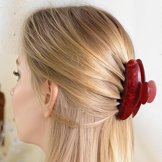 8 Pcs Large Acrylic Hair Claw Clips for Women Non-slip Strong Hold Jaw Clamps for Thick Thin Hair(Ink Painting,Dusk Color)