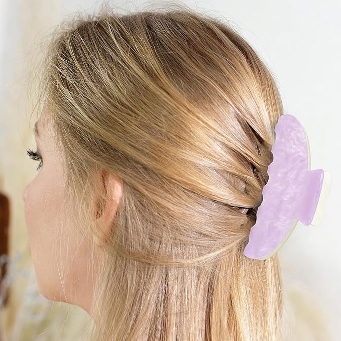 8 Pcs Large Acrylic Hair Claw Clips for Women Non-slip Strong Hold Jaw Clamps for Thick Thin Hair(Double Pinyin,Lovely Color)