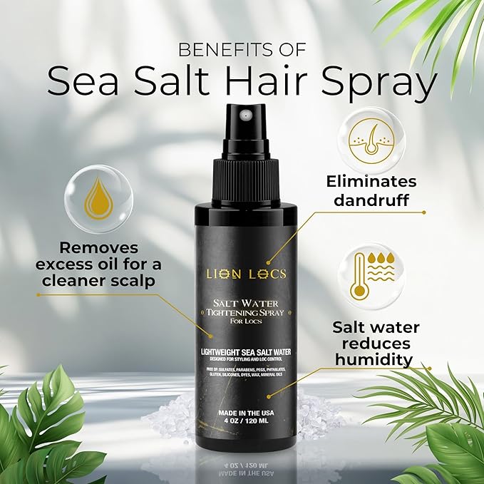 Lion Locs Starter Twist and Lock Spray for New Dreadlocks | Texturizes & Great for Styling - Vegan Sea Salt Mist with Essential Oils & Aloe (4oz)