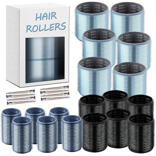 26 pcs Hair Roller with Clips Set,18 pcs Self-Grip Ceramic Thermal Large Curlers Rollers and 8 pcs Clips to Sleep In for Hair Blowout Look,Salon Quality Rollers for Long Medium Short Hair