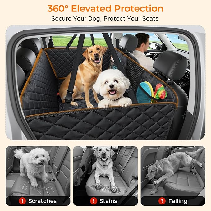 URPOWER XL Dog Back Seat Extender for Crew Cab Truck, Hard Bottom Dog Car Seat Cover Holds 550lbs Waterproof Dogs Car Hammock Pet Backseat, Pet Truck Accessories for F150 / RAM 1500/ Tundra Crew Cab