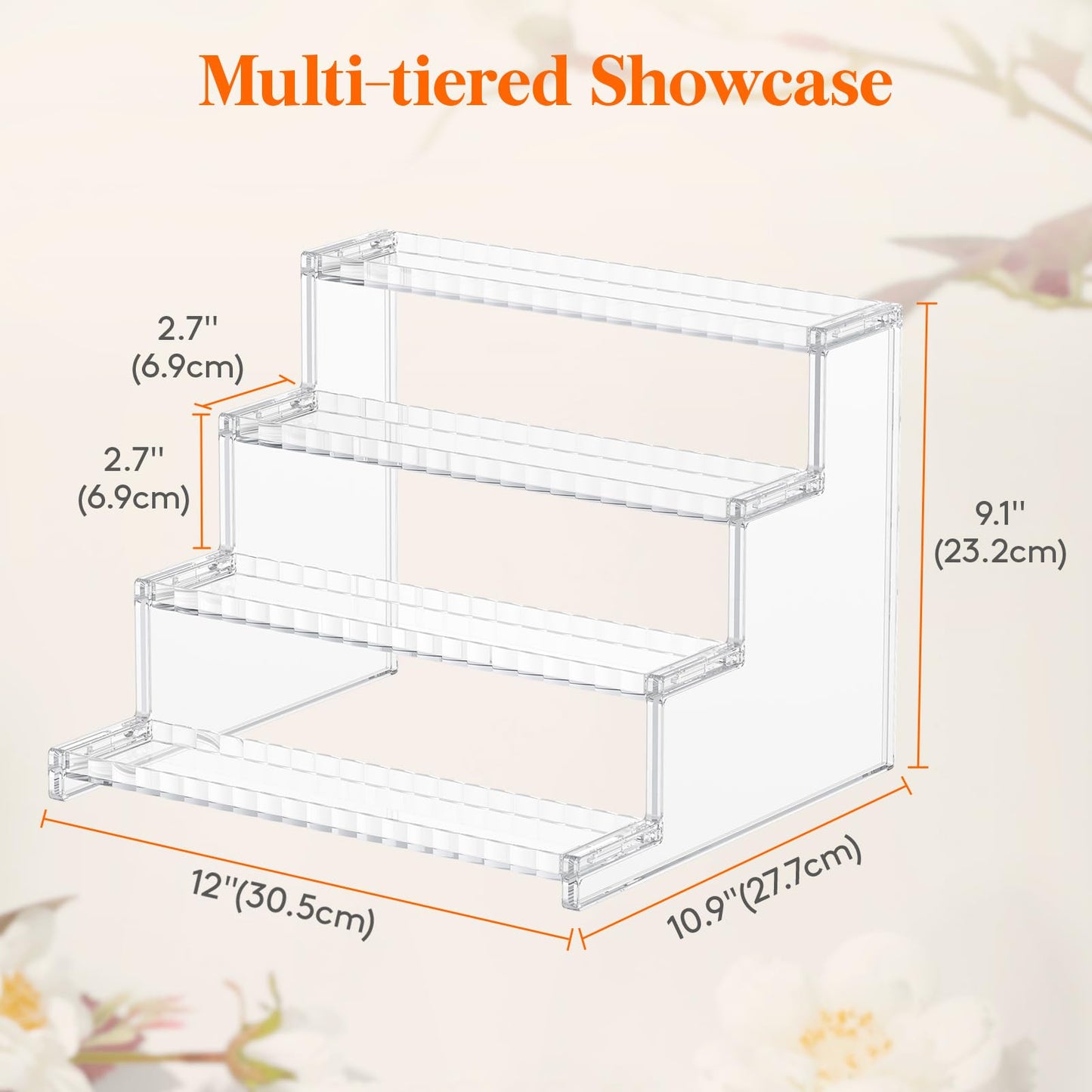 Lifewit 4 Tier Perfume Stand Organizer for Women, Plastic Display Riser, Tool-Free Assembly, Fragrance Makeup Cosmetics Shelf for Vanity Bedroom Bathroom Storage Organization, Clear, 12 Inch 1 Pcs