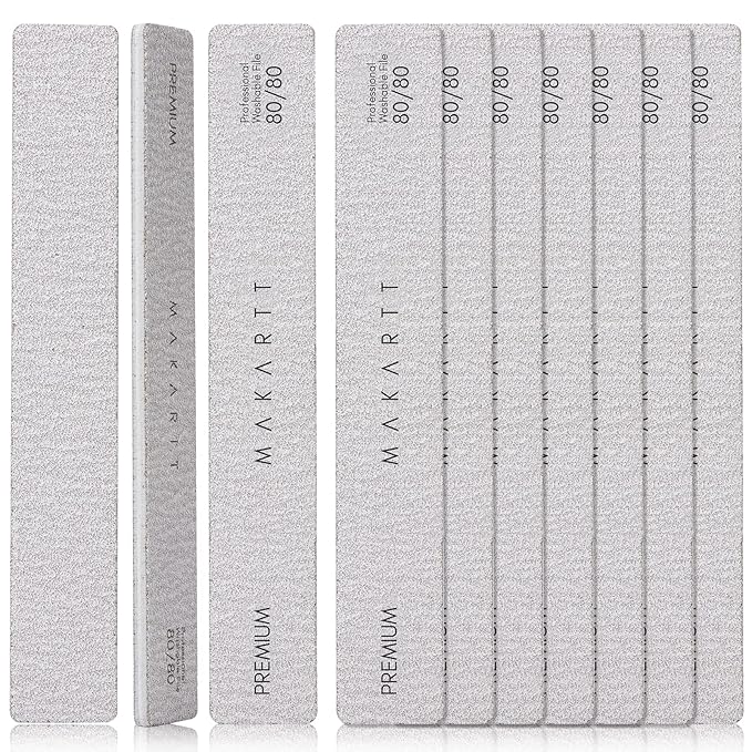 Makartt Nail File: 80/80 Grit Emery Boards for Nails, 10pcs Professional Washable Doubled Sides Coarse Toenail Filer Heavy Duty for Acrylic and Extension Gel Removal, Pedicure Manicure Tools