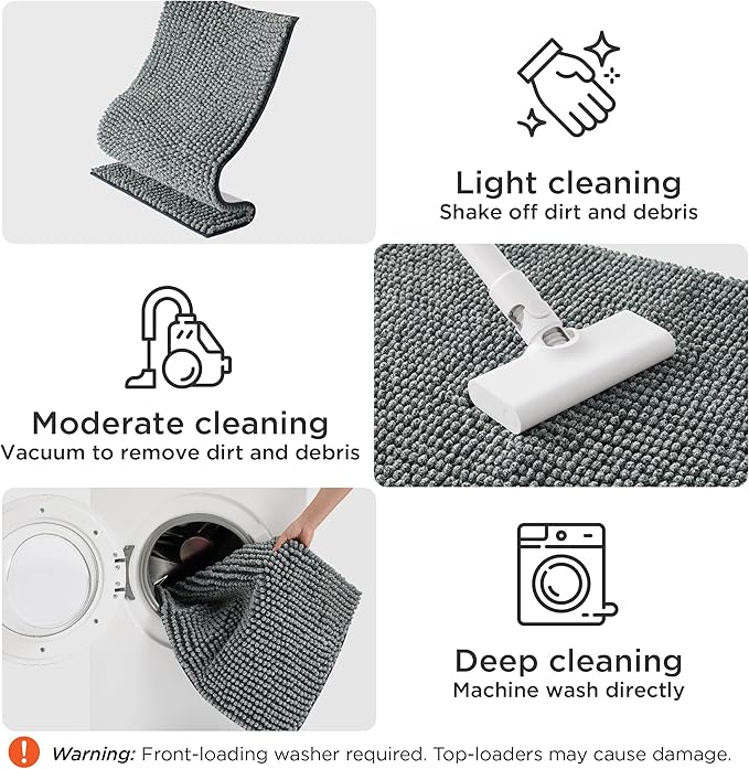 Bedsure Dog Door Mat for Muddy Paws, High-Low Absorbent Chenille Indoor Entrance Mud Dirt Trapper Soak-Stopper, Machine Washable Non-Slip Entryway Rug for Pets, 30"x19" Grey