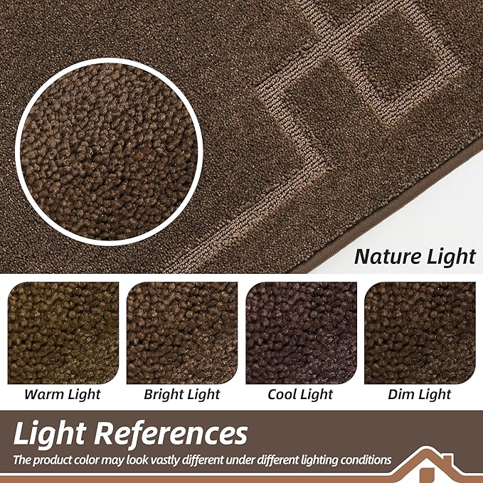 BEQHAUSE Door Mat 32" x 48", Non-Slip Door Mats Indoor Entryway Rugs Washable Low-Profile Absorbent and Stain Resist Floor Mats, Dog Door Mat for Front Back Door, Mud Wet Shoes & Paws, Brown