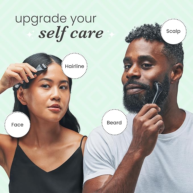 Roller for Face, Beard, Hair - Skincare for Men and Women (Shiny Black)