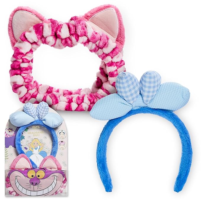 Disney Spa Headband, Soft, Plush, Adjustable, and Fun Hair Accessory for Skincare and Makeup Routines, 2 PK, Alice 1 by Belle Maison