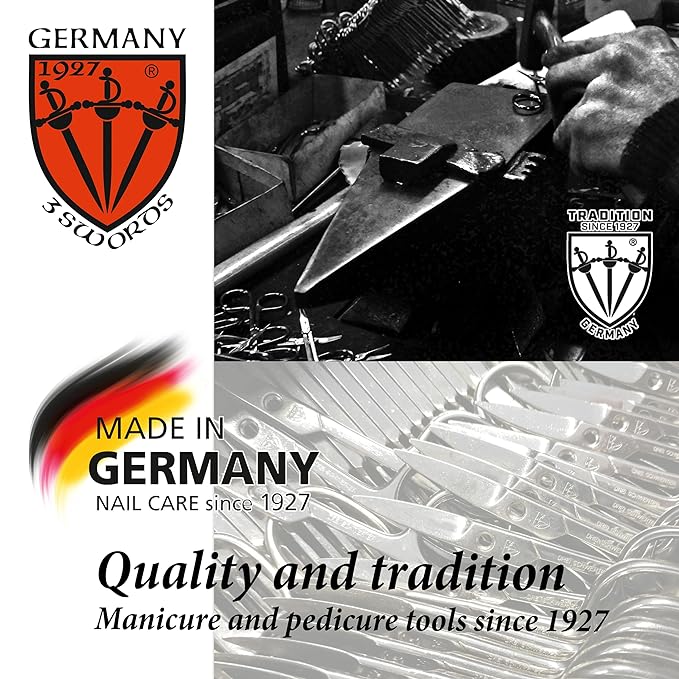 3 Swords Germany - Brand Quality Clear Double Sided Glass Nail File for Women & Girls, Perfect for Natural Fake Gel Artificial Acrylic fingernail, incl. Nail Buffer & Tube case for Travel (313)