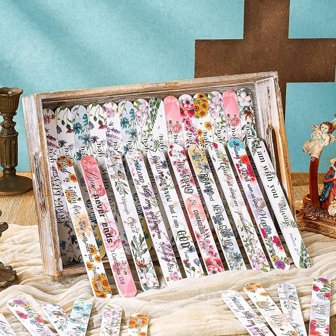 50 Pack Christian Gifts for Women Scripture Mini Nail Files Christian Party Favors Bible Verse Emery Boards Religious Faith Small Gifts for Teacher Mother Employee Staff Coworkers Office
