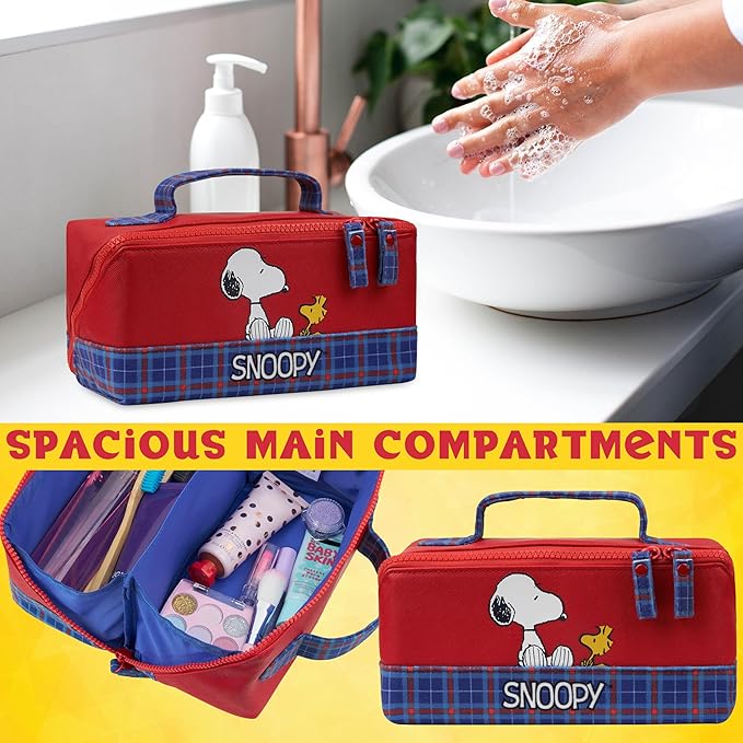 Get Trend Peanuts Snoopy Toiletry Bag, Valentines Day Gifts for Women, Teens Travel Essentials, Girls Makeup Bag, Cruise Essentials, Travel Accessories (Red Snoopy)